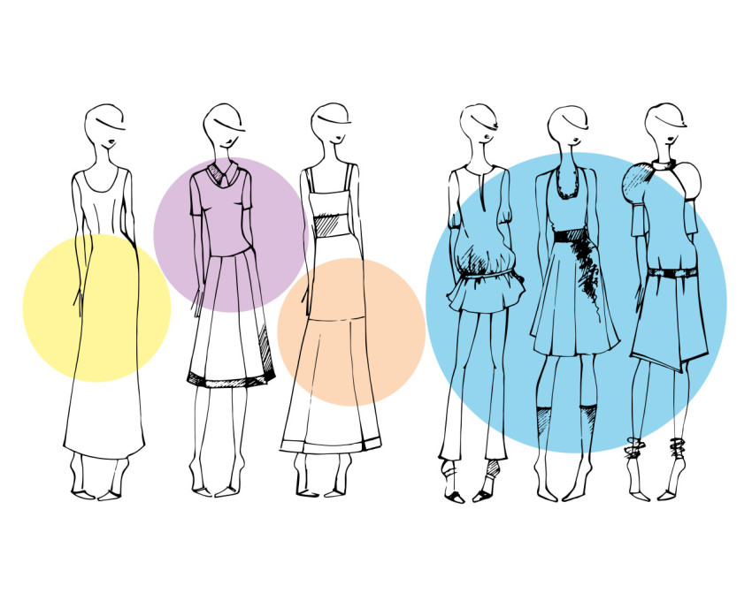 sketches of women's dresses