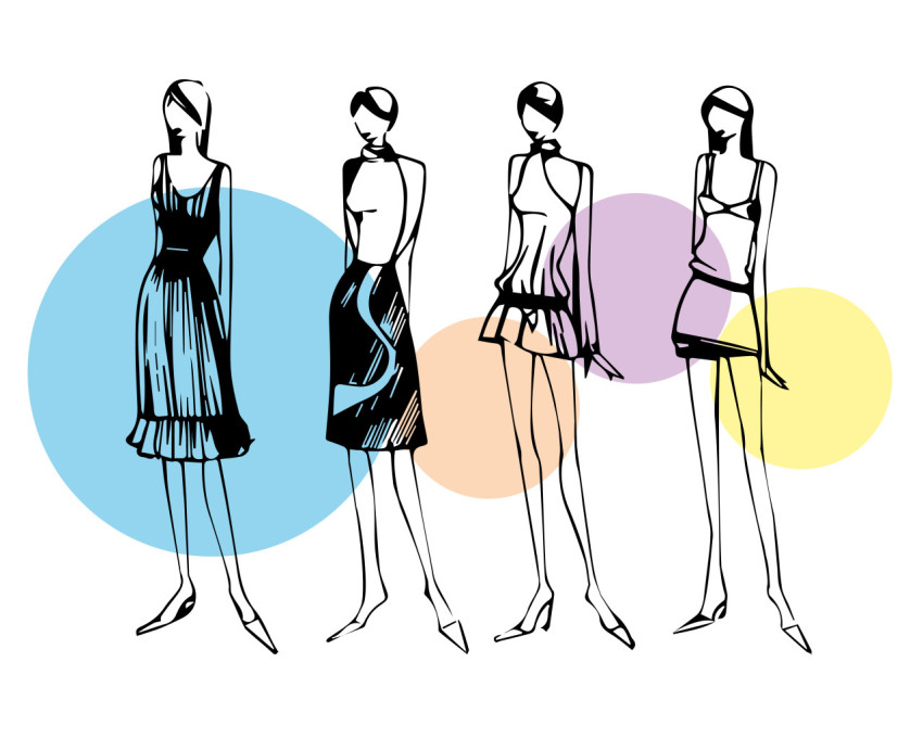 sketches of women's dresses