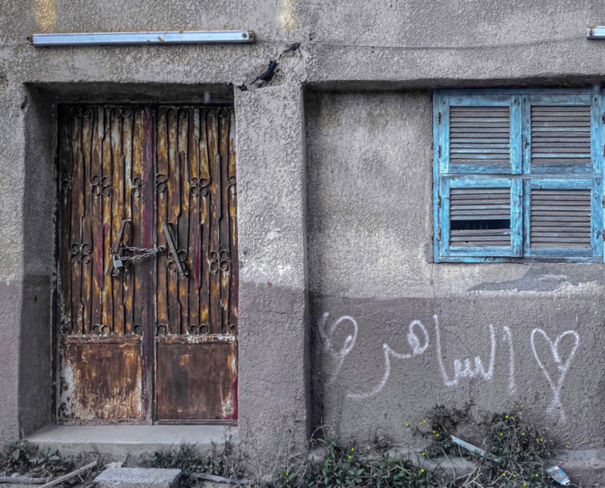 Very old building and door