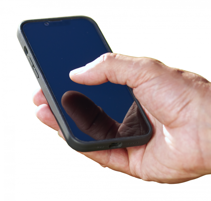 Man's hand holding a smartphone