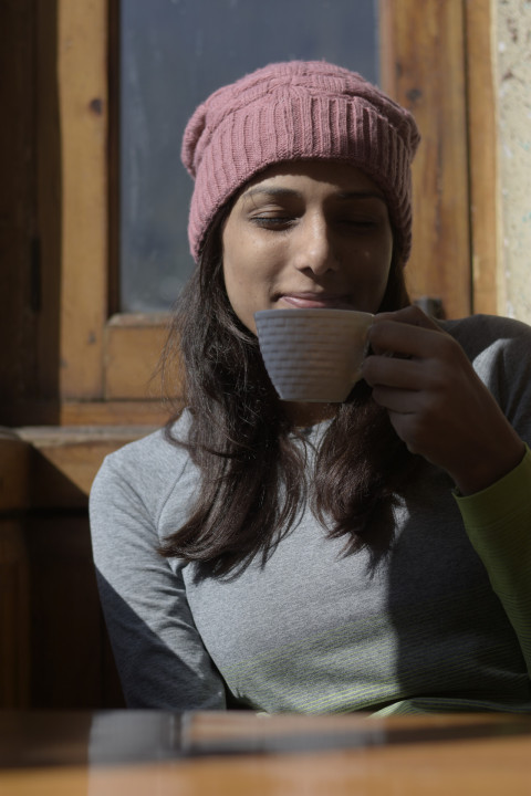 Girl enjoying coffee