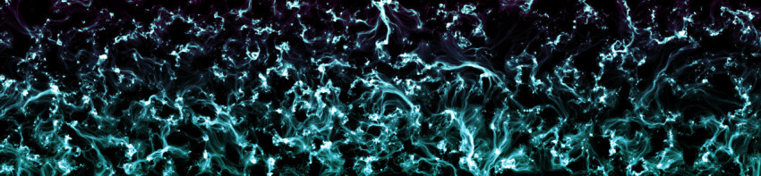 Beautiful cyan colors, very thin luminous threads intertwined and twisted together on a black background. Illustration.