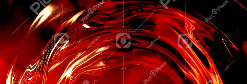 Beautiful ornate red liquid abstract background with metallic glitter and light reflections. 3D illustration, 3D rendering.