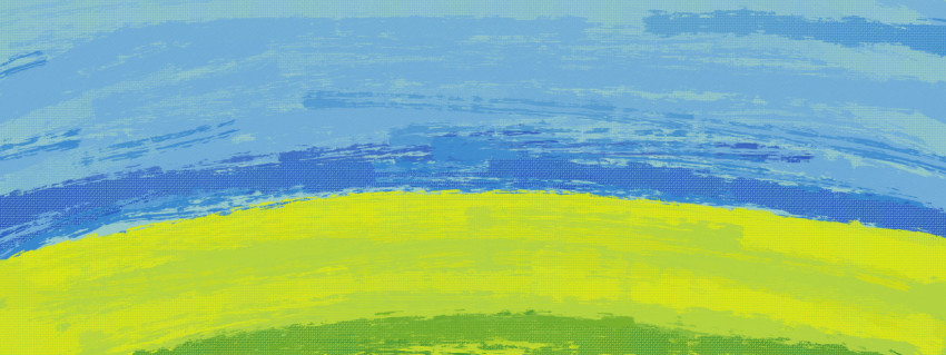 Yellow blue abstract textured hand drawn picture