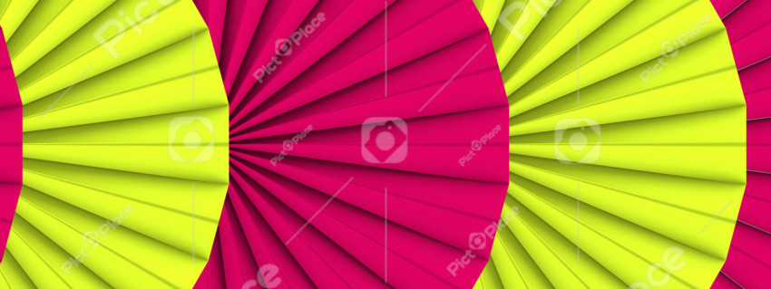 Background from light green and pink fans. 3D illustration, 3D rendering.