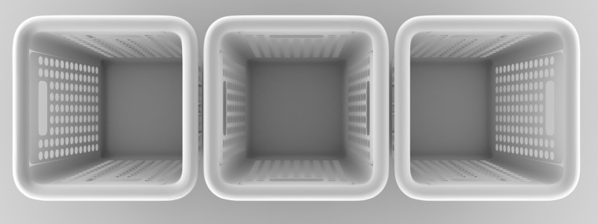 Three trash bins, top View. Minimalistic Graphic Design