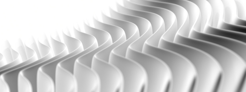 Abstract architectural installation, meandering white scales, minimalistic design. 3D illustration, 3D rendering.