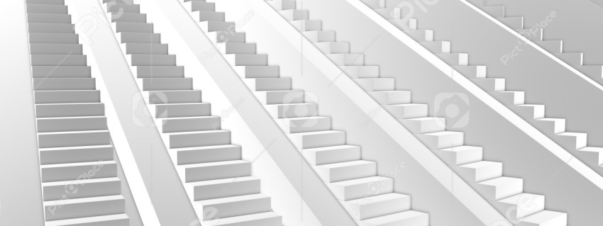 Simple architectural minimalistic design of steps in perspective. 3d rendering, 3d illustration.