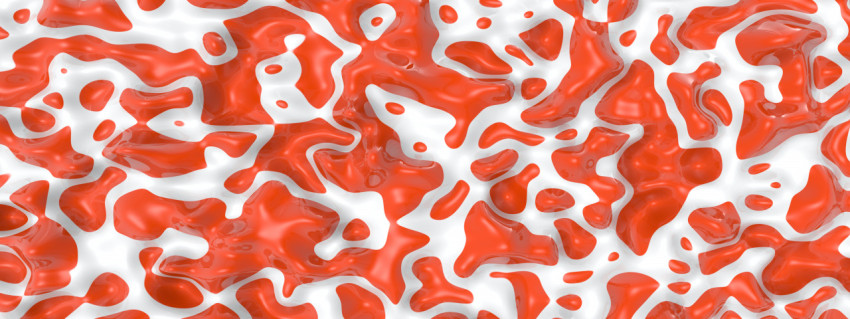 Liquid background mixing orange with white. 3D illustration, 3D rendering.