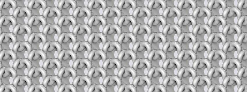 Knitted background from chrome wire. 3D illustration, 3D rendering.
