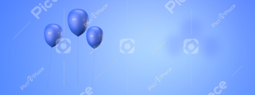 Three blue balloons on a blue background