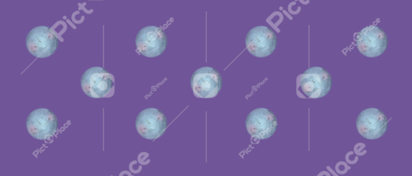 regular pattern of smiling moons on a violet background