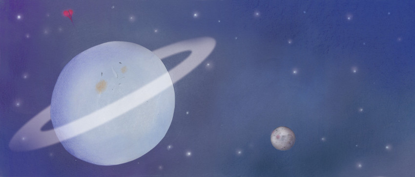 Saturn being unhappily in love and Moon in starry blue universe