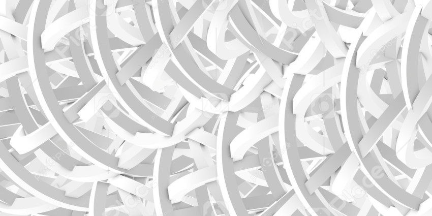 Ring-shaped chaotic simple white abstract background. 3D rendering, 3D illustration.