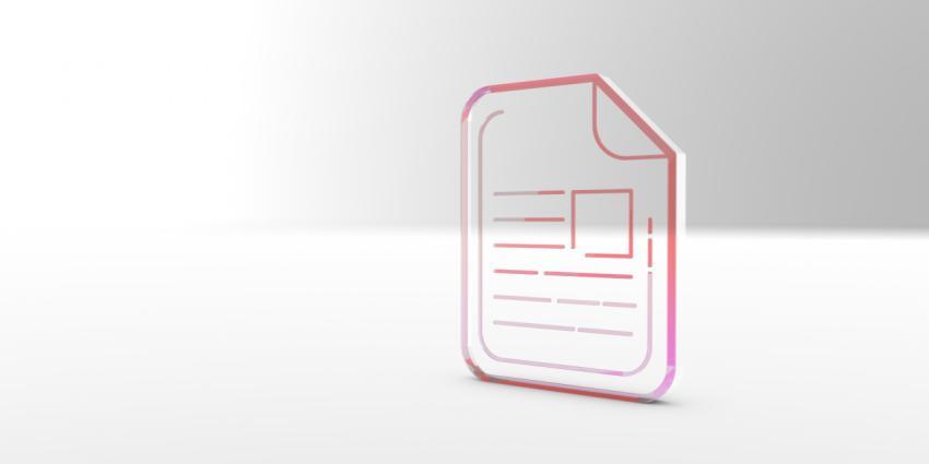 Three-dimensional, outline document icon. 3D illustration, 3D rendering.