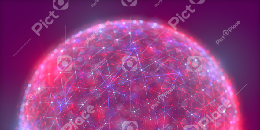 Beautiful digital globe 5g internet connection. Light rays. Cyber space. Data protection. 3D illustration, 3D rendering.