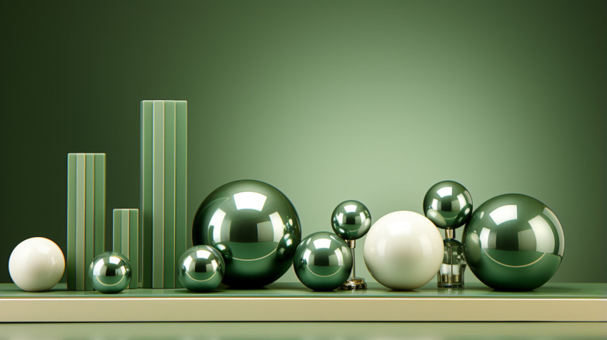 Abstract decorative geometric balls green pedestal 1