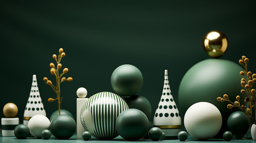 Abstract decorative geometric balls green pedestal 3