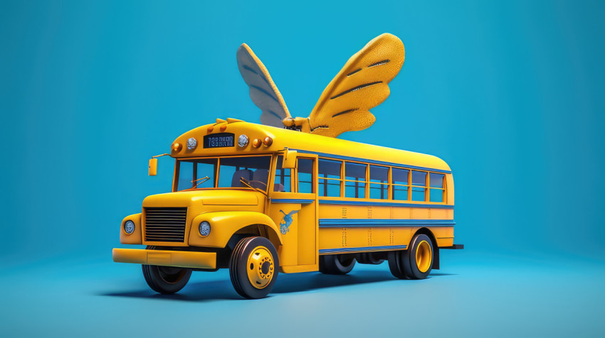 back to school theme background, photo of school bus go to school 3d render