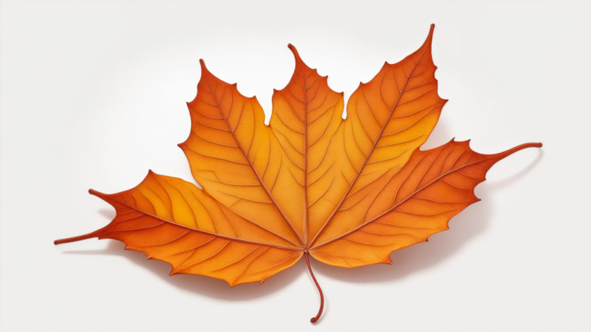 Artificial Intelligence Autumn Leaf on White Background
