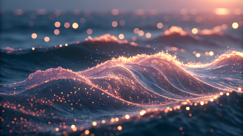 Luminous Ocean Wave at Sunset