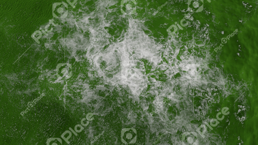 Green water texture with waves and foam