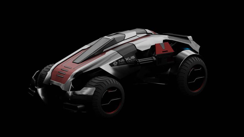 3D illustration of a futuristic vehicle.