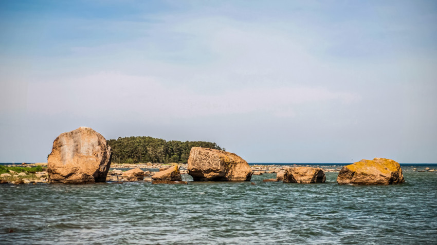 Island of rocks in the middle of sea