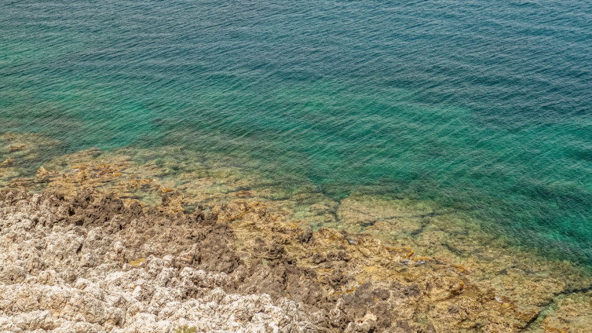 Hill of rocks on the seashore