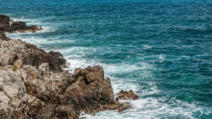 Hill of rocks on the seashore