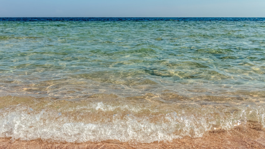 Seashore waves with view on the sky