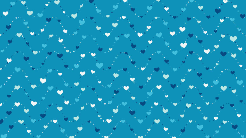 White and blue hearts are arranged in horizontal waves. Beautiful illustration.