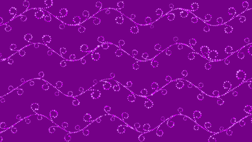 Horizontally weaving ivy created from dots. Beautiful purple illustration.