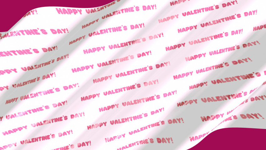 Pink repeating Happy St. valentine on white flag. 3d illustration, 3d rendering.