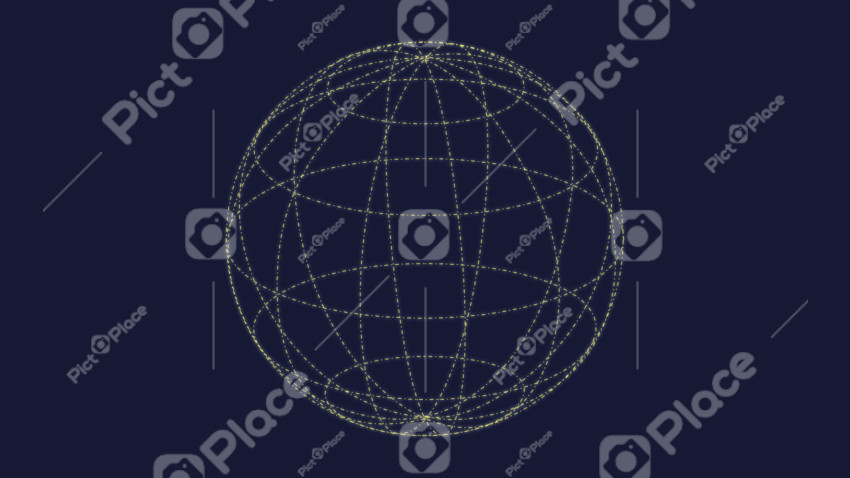 Planet created from dotted lines and ovals on a blue background with a glow effect