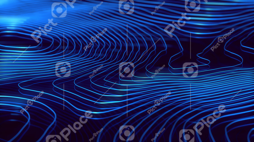 3D blue glowing abstract background with dynamic waves