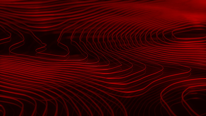 3D red glowing abstract background with dynamic waves