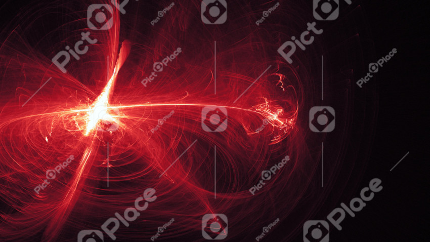 Radiation flash, red abstract background.