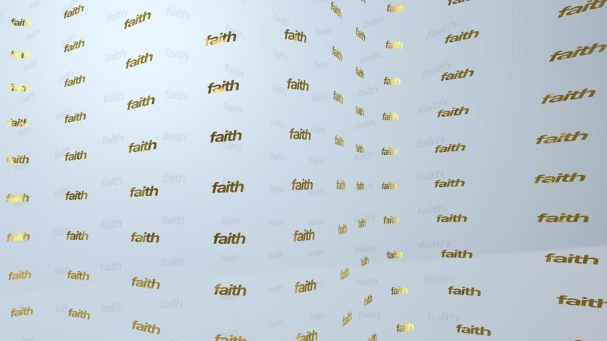 Background on which the word faith with depth of field