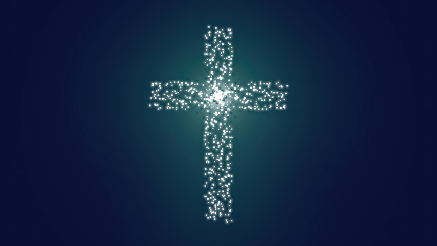 Cross consisting of luminous squares. illustration