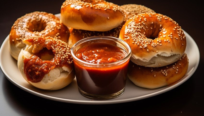 food and hot sauce with buns 4