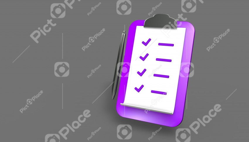 Tablet with paper clip. To-do list