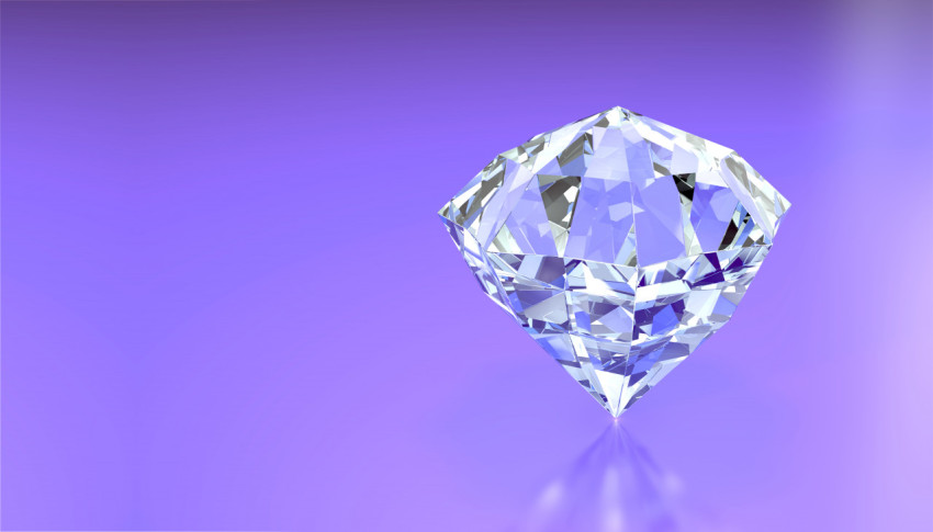 3d render of a beautiful diamond close-up on a purple background