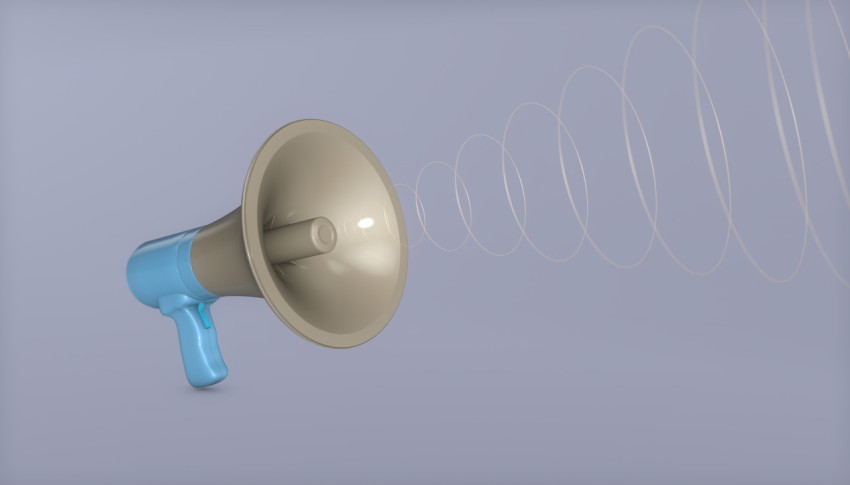 Stylish 3D Handheld Loudspeaker that emulates sound waves. 3D illustration, 3D rendering.