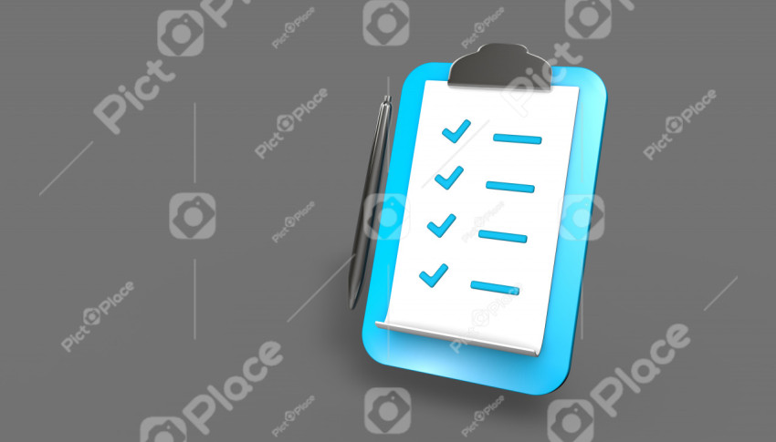 Tablet with paper clip. To-do list