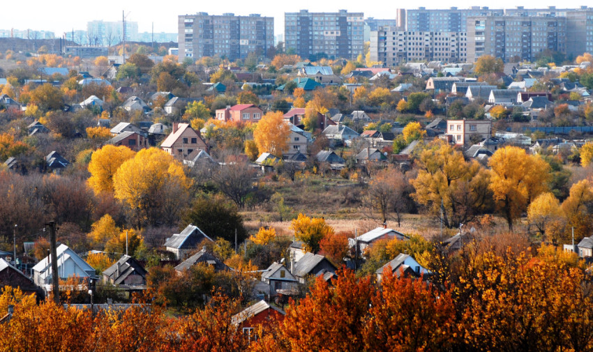 Ukrainian city from a bird's eye view