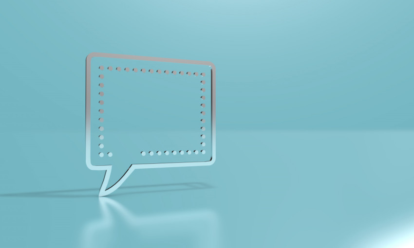 Empty frame for message on a blue background. 3D rendering