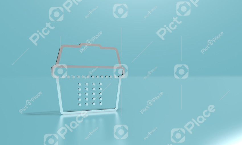 Outline shopping cart icon. 3D illustration, 3D rendering.
