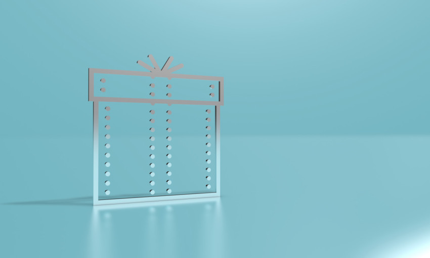Gift box outline icon. 3D illustration, 3D rendering.