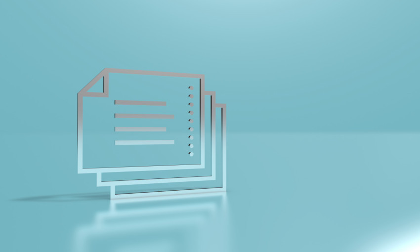 Outline icon of files or documents. 3D illustration, 3D rendering.